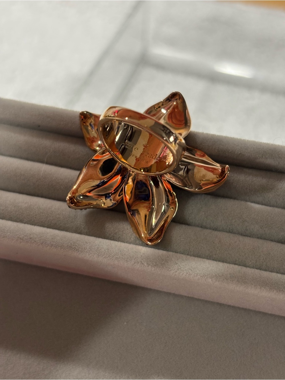 kate spade Pink Flower Rose Gold Ring size 5 - Picture 6 of 12